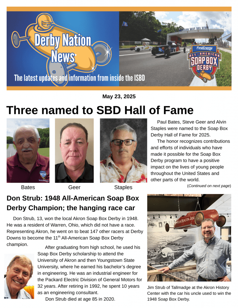 Derby Nation May Newsletter - Soap Box Derby